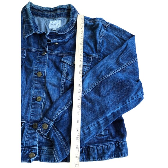 TORRID Women's Plus Size 3 Stretch Denim Trucker Jean Jacket Blue Button Up - Picture 12 of 13